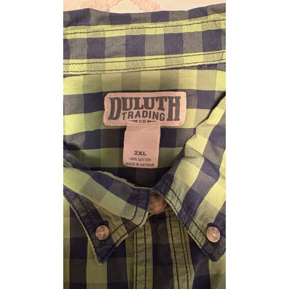 Duluth Trading Co. Men's Blue Button Down Short Sleeve Shirt 100% Cotton Sz 2XL - Picture 2 of 5